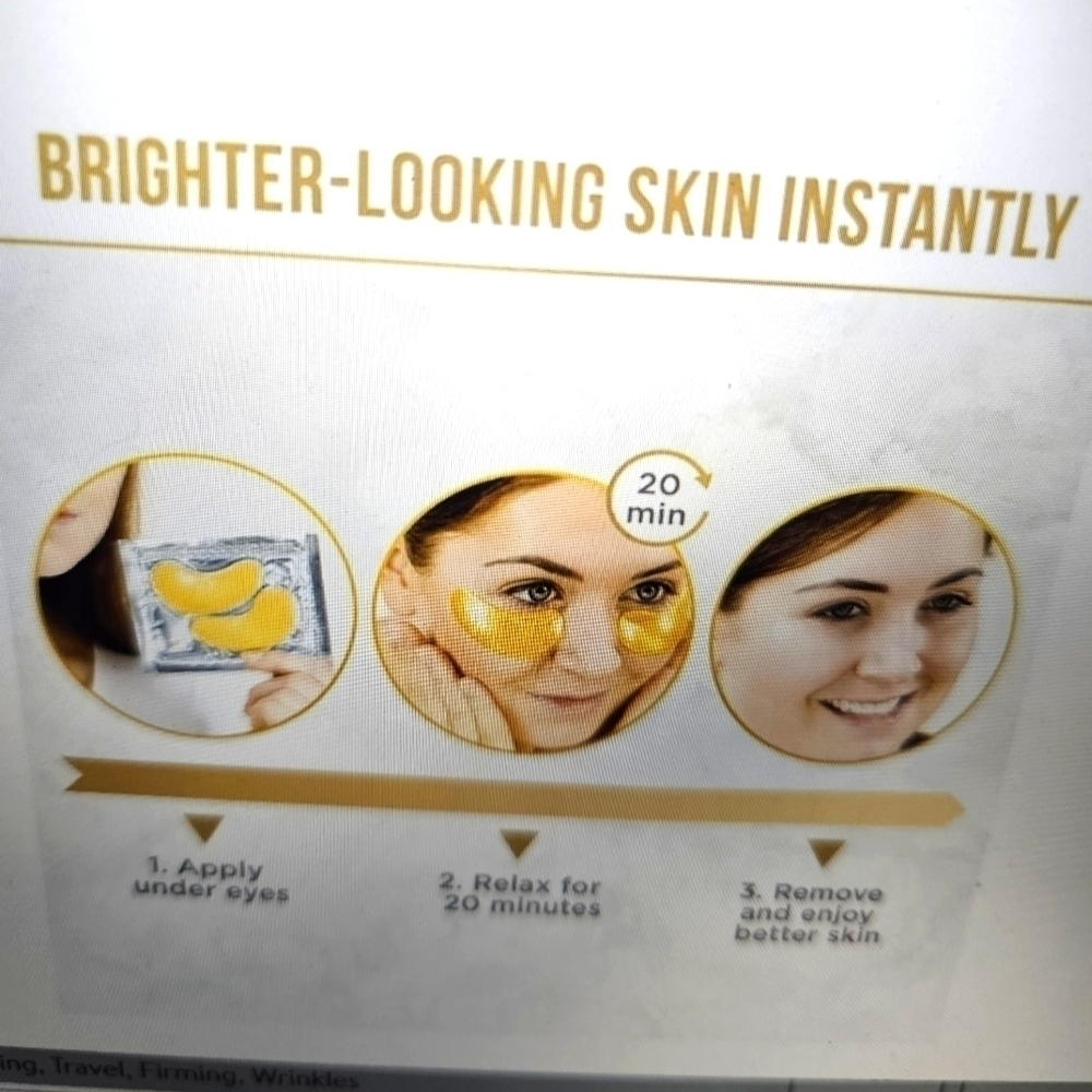 NWT Dermora Eye Mask Golden Glow for Puffy Eyes & Dark Circles brighter looking - Picture 3 of 5